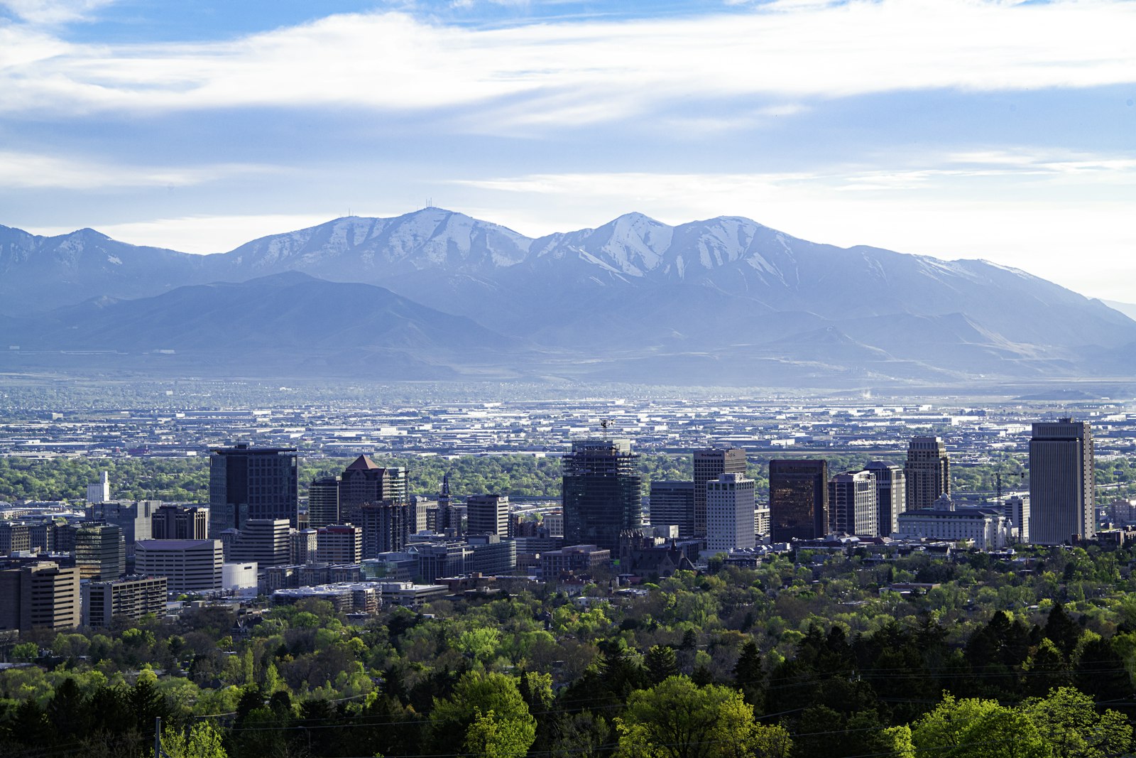 Salt Lake City skyline beneath the Wasatch Front